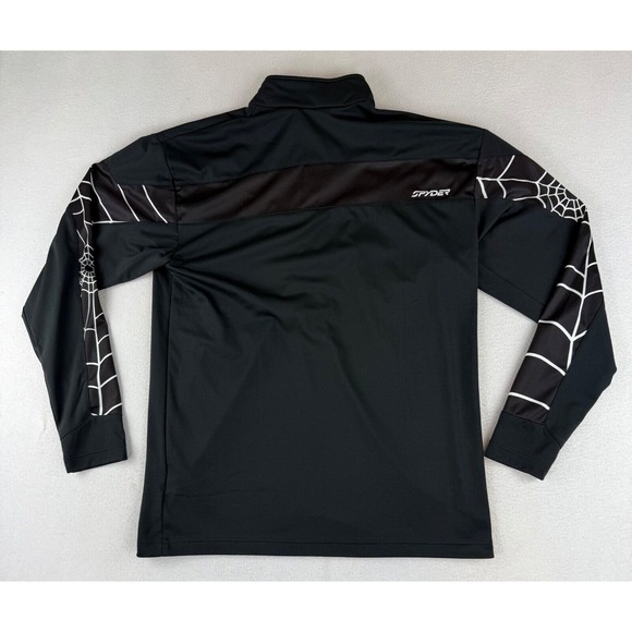 Spyder Canada Alpine Ski Men's 1/2 Zip shirt BLACK Webbing Long Sleeve Sz Large - Picture 9 of 10